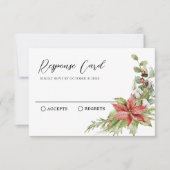 Bloemen rustiek Rood en groen RSVP Kaartje (Voorkant)