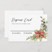 Bloemen rustiek Rood en groen RSVP Kaartje (Voorkant / Achterkant)