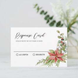 Bloemen rustiek Rood en groen RSVP Kaartje