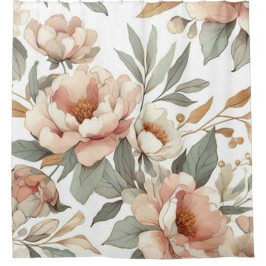 Bloemen rustiek stijlvol douchegordijn (Voorkant)