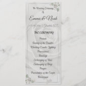 Bloemen Rustiek Stoffig Wit Rozen Platte Programma Programmakaart (Voorkant)