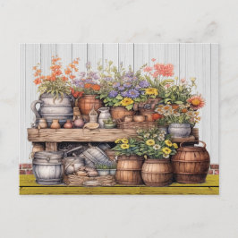 Bloemen rustiek tuinieren Briefkaart