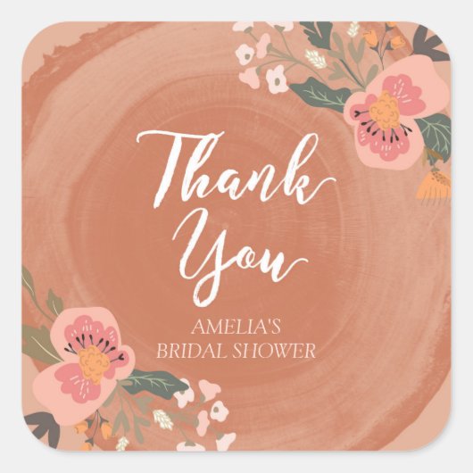 Bloemen rustiek Vrijgezellenfeest dank u vierkant Vierkante Sticker (Voorkant)