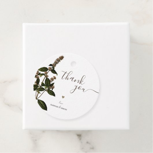 Bloemen rustieke  bladeren gouden bruiloft bedankjes labels (In situ)