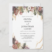 Bloemen rustieke Boho Herfst foto bruiloft Kaart (Voorkant)