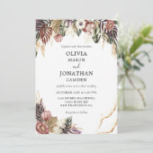 Bloemen rustieke Boho Herfst foto bruiloft Kaart (Staand voorkant)