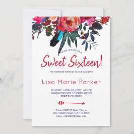 Bloemen rustieke boho rood marine blauw boeket zoe kaart