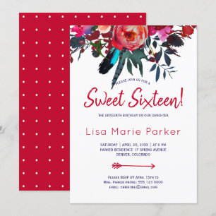 Bloemen rustieke boho rood marine blauw boeket zoe kaart