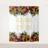 Bloemen rustieke bruiloft foto booth achtergrond wandkleed (Voorkant)