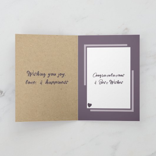 Bloemen rustieke bruiloft gefeliciteerd paarse kaart (Binnen)