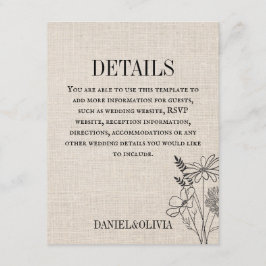 bloemen rustieke bruiloft informatiekaartje