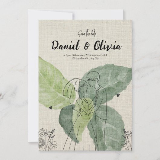  bloemen rustieke bruiloft kaart (Voorkant)