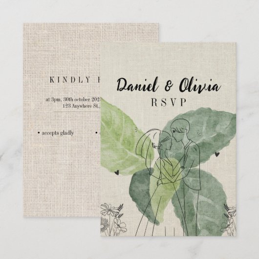  bloemen rustieke bruiloft RSVP kaartje (Voorkant / Achterkant)