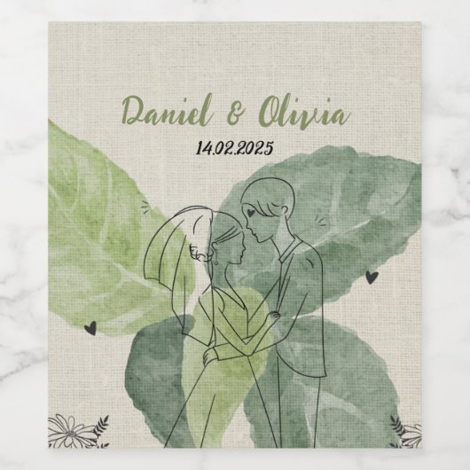 bloemen rustieke bruiloft wijn etiket (Enkel label)