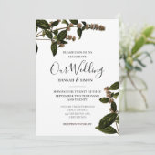 Bloemen rustieke Elegante gouden bruiloft Kaart (Staand voorkant)