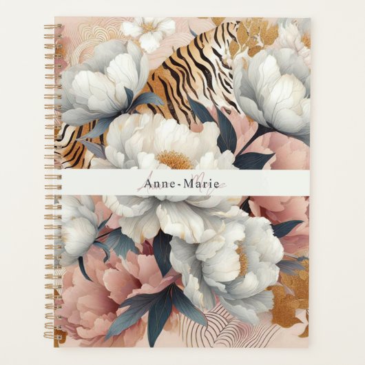 Bloemen rustieke elegante tijger planner (Voorkant)