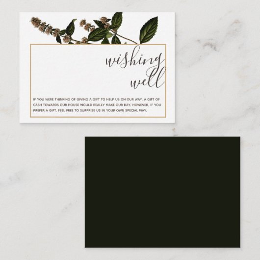 Bloemen Rustieke  Goud Wishing Well Bruiloft Informatiekaartje (Voorkant / Achterkant)