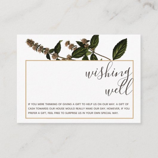 Bloemen Rustieke  Goud Wishing Well Bruiloft Informatiekaartje (Voorkant)