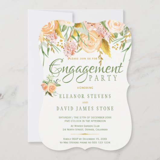 Bloemen rustieke gouden salie elegante verlovingsf kaart (Voorkant)