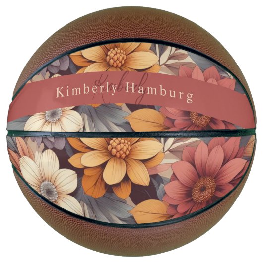 Bloemen rustieke kleurrijke bohemian botanische basketbal (Voorkant)