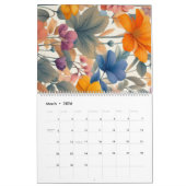 Bloemen rustieke kleurrijke bohemian botanische kalender (Mar 2026)