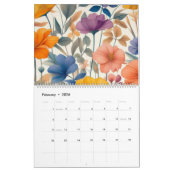 Bloemen rustieke kleurrijke bohemian botanische kalender (Feb 2026)
