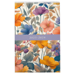 Bloemen rustieke kleurrijke bohemian botanische kalender