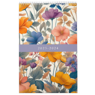 Bloemen rustieke kleurrijke bohemian botanische kalender