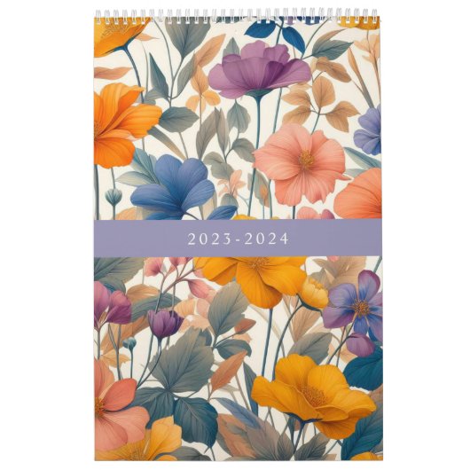 Bloemen rustieke kleurrijke bohemian botanische kalender (Hoes)