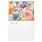 Bloemen rustieke kleurrijke bohemian botanische kalender (Feb 2026)