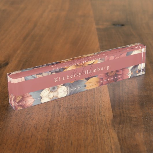 Bloemen rustieke kleurrijke bohemian botanische naambordje (Zijkant)