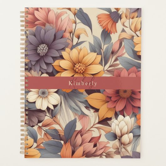 Bloemen rustieke kleurrijke bohemian botanische planner (Voorkant)