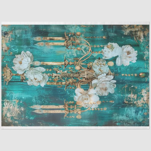  Bloemen Rustieke Kroonluchter Franse Decoupage Tissuepapier (Voorkant)