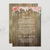 Bloemen rustieke lichten bruiloft informatie gast informatiekaartje (Voorkant / Achterkant)