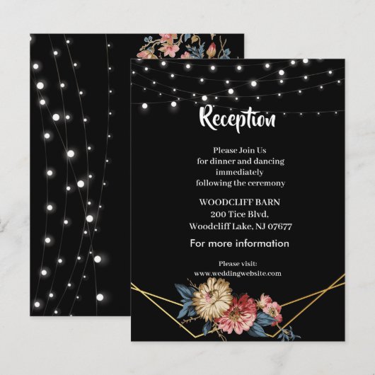 Bloemen rustieke Magnolia String Lights Aankondigingskaart (Voorkant / Achterkant)