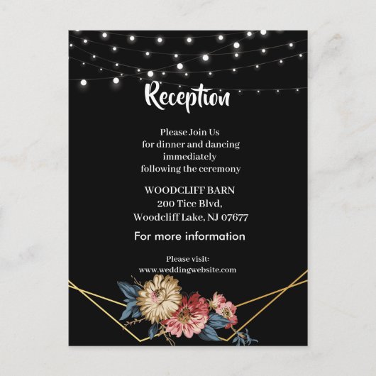 Bloemen rustieke Magnolia String Lights Aankondigingskaart (Voorkant)