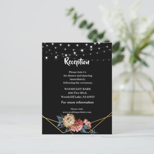 Bloemen rustieke Magnolia String Lights Aankondigingskaart (Staand voorkant)