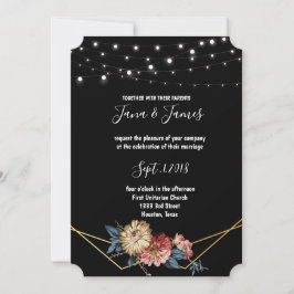 Bloemen rustieke Magnolia String Lights bruiloft Kaart