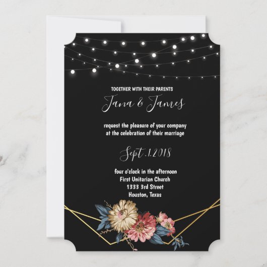 Bloemen rustieke Magnolia String Lights bruiloft Kaart (Voorkant)