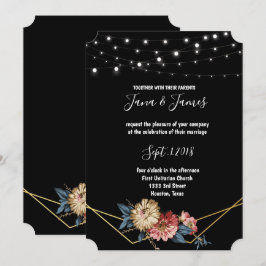 Bloemen rustieke Magnolia String Lights bruiloft Kaart