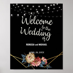Bloemen Rustieke Magnolia String Lights Bruiloft Poster