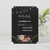 Bloemen rustieke Magnolia String Lights RSVP Kaart (Staand voorkant)