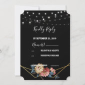 Bloemen rustieke Magnolia String Lights RSVP Kaart (Voorkant)