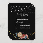 Bloemen rustieke Magnolia String Lights RSVP Kaart (Voorkant / Achterkant)