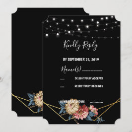 Bloemen rustieke Magnolia String Lights RSVP Kaart