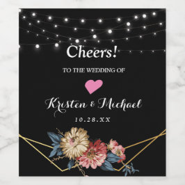 Bloemen rustieke Magnolia String Lights Wijn Etiket