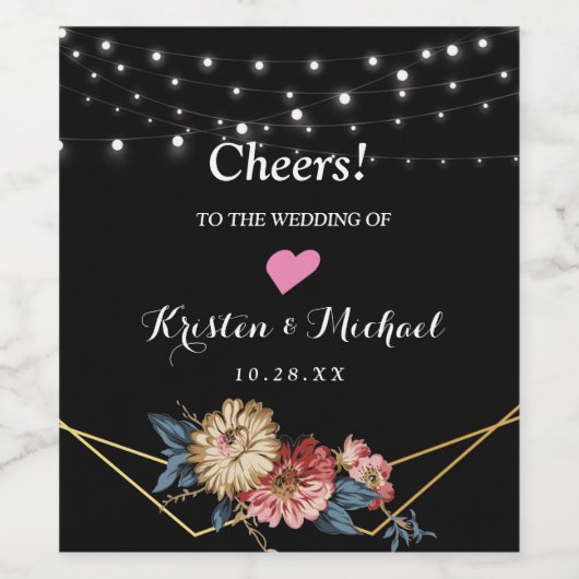 Bloemen rustieke Magnolia String Lights Wijn Etiket (Enkel label)