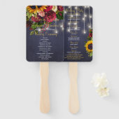 Bloemen rustieke marine witte lichten bruiloft cer handwaaier (Voorkant en achterkant)