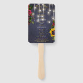 Bloemen rustieke marine witte lichten bruiloft cer handwaaier (Achterkant)