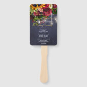 Bloemen rustieke marine witte lichten bruiloft cer handwaaier (Voorkant)